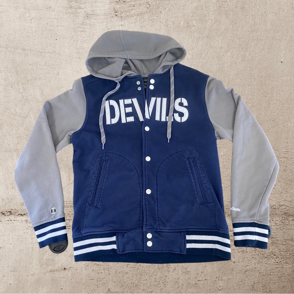 Vintage University The blue Devils Hoodie Sweatshirt Medium Letterman H09